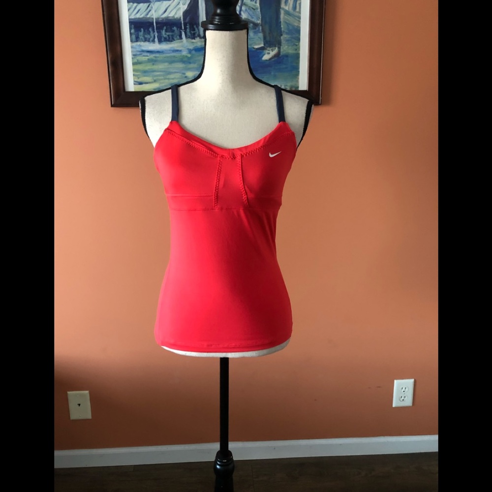 NIKE dri-fit bright red and charcoal athletic tank top
